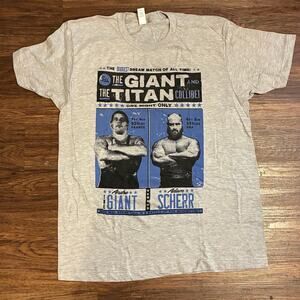Andre The Giant vs Braun Strowman WWE Shirt L Pro Wrestling Crate Tee Exclusive